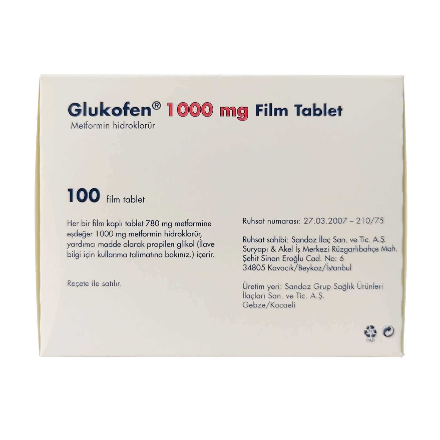 メトホルミン1000mg100錠(グルコフェン)通販｜糖尿病治療薬｜薬通販の